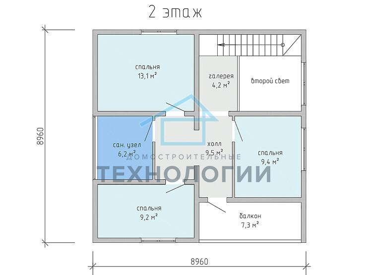 Полутораэтажный дом шале из бруса 9х9 с террасой Услада